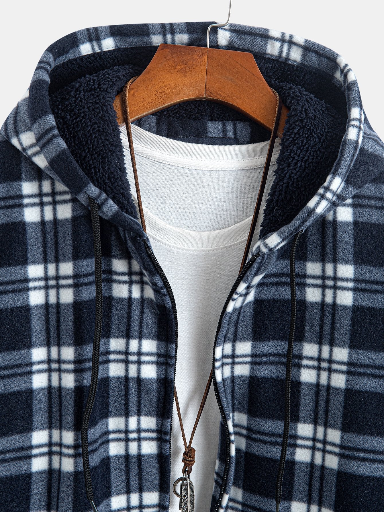 Paolo | Teddy Fleece Lined Flannel Plaid Hoodie - Image 3