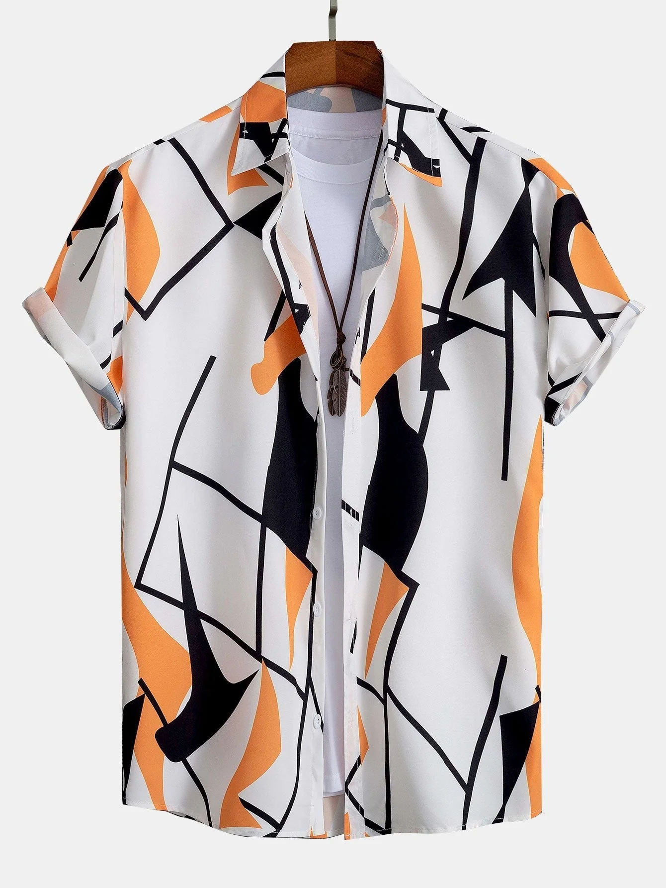 Pascual® | Color Block Abstract Print Button Up Shirt & Swim Shorts - Image 3