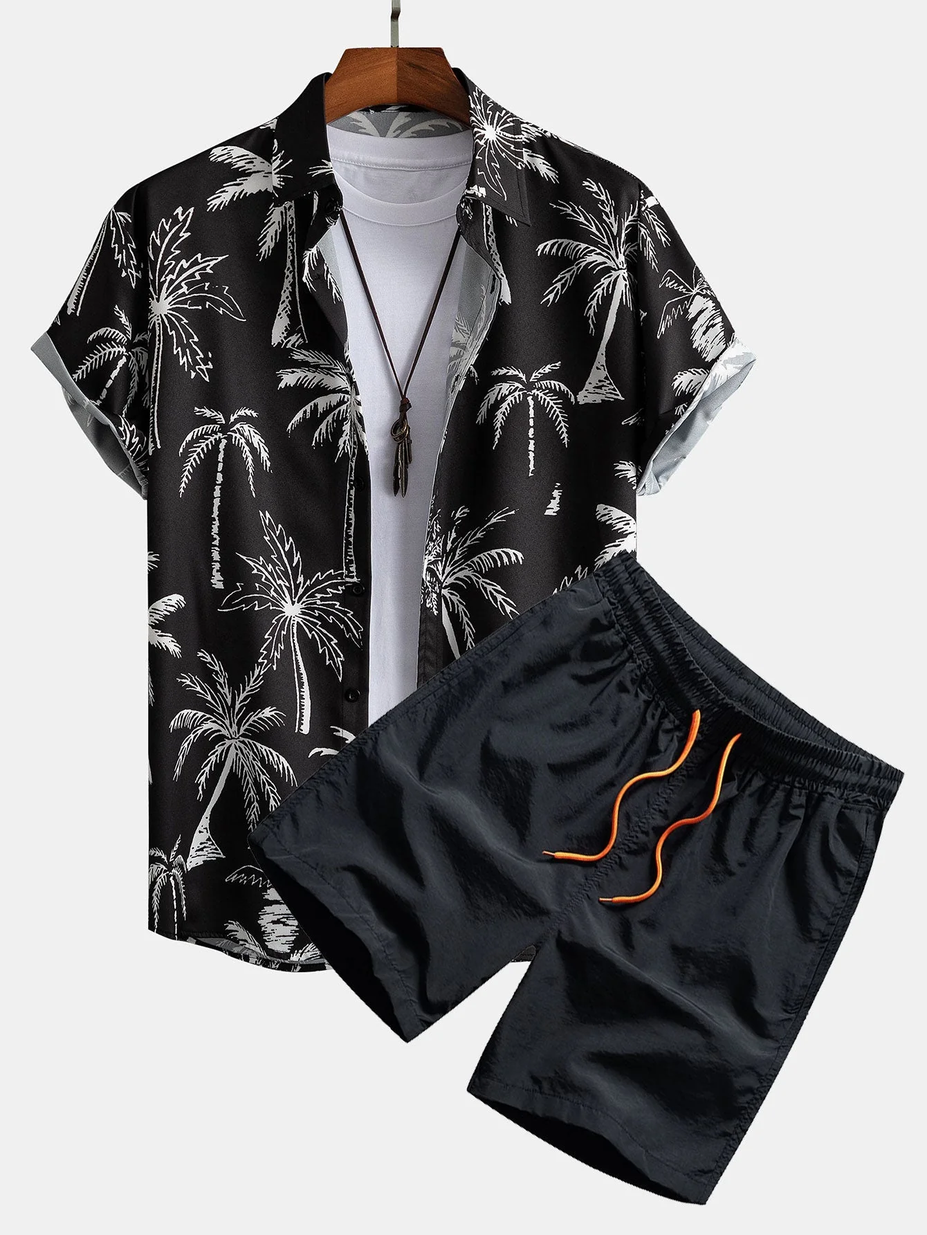 Patricio® | Palm Tree Print Button Up Shirt & Swim Shorts - Image 2