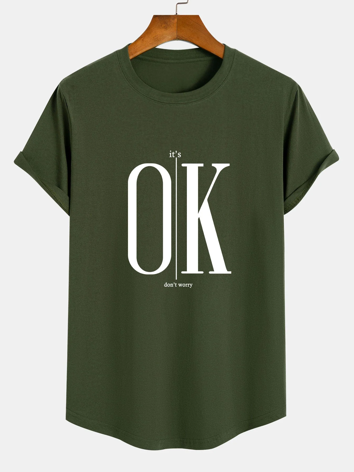 Paul® | Ok Slogan Print Cotton Arc Hem T-Shirt - Image 5