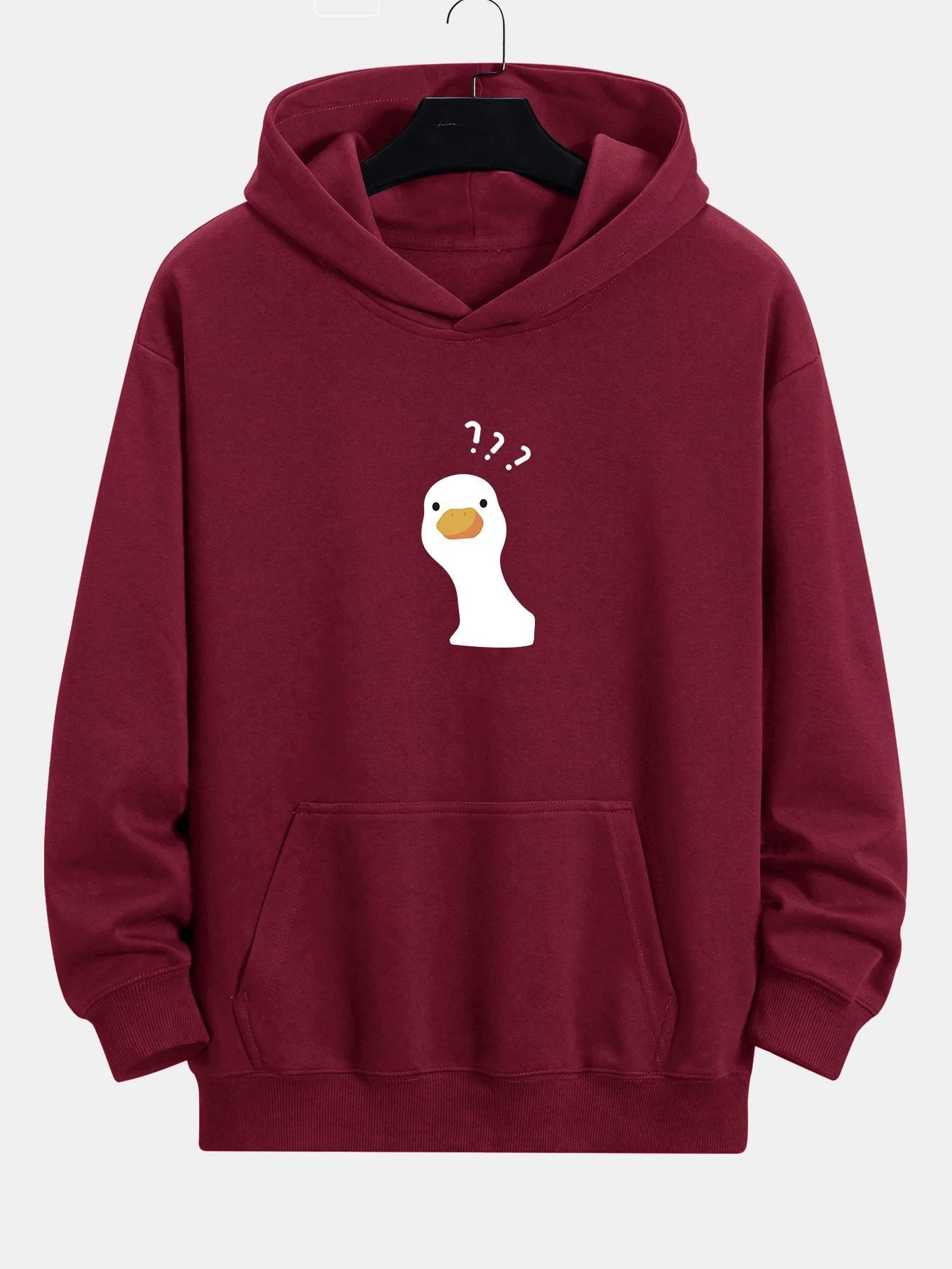 Paul | Question Mark Doubtful Duck Print Relax Fit Hoodie - Image 4