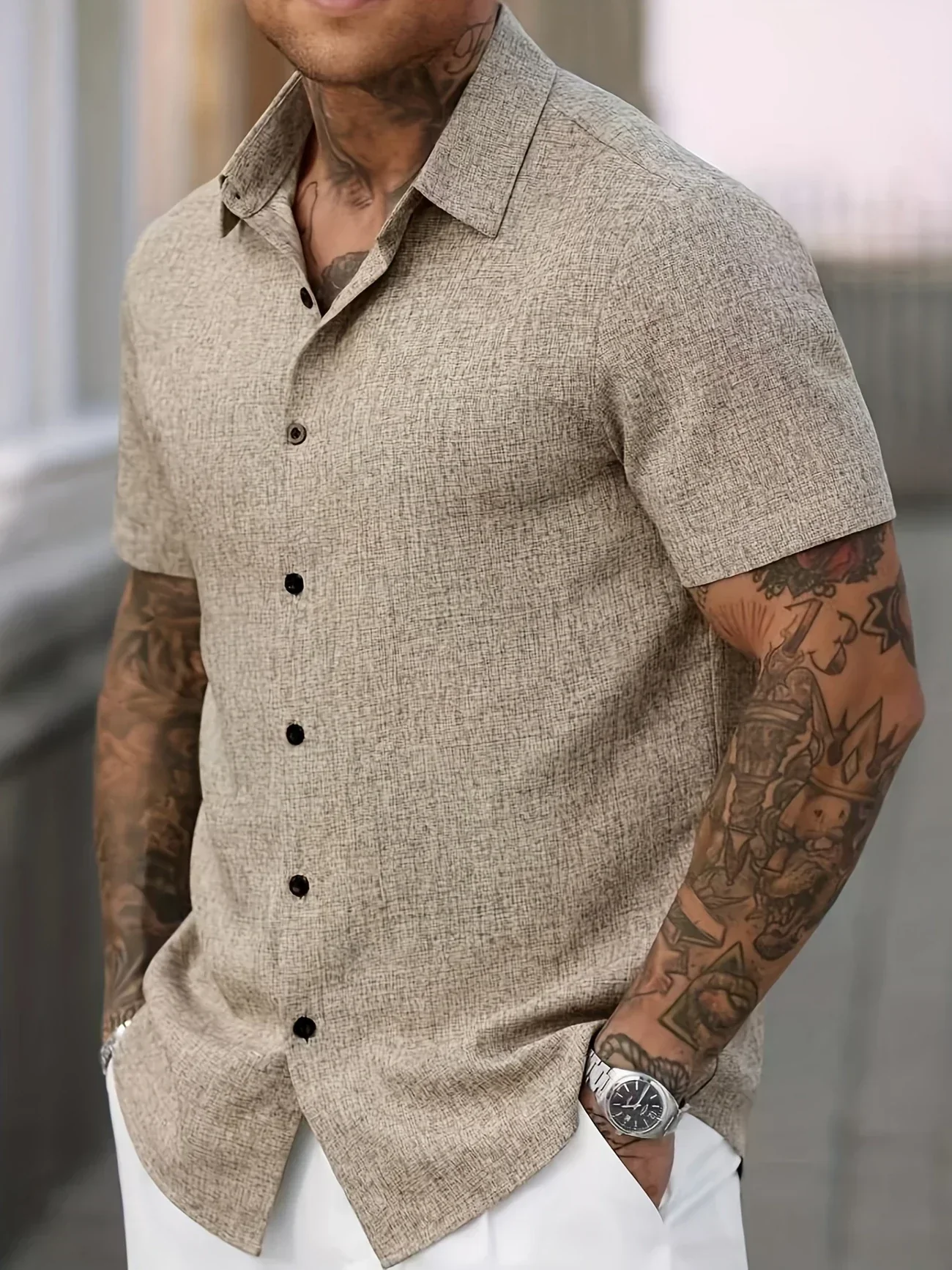 Pax | Lightweight short-sleeved linen blend shirt - Image 15