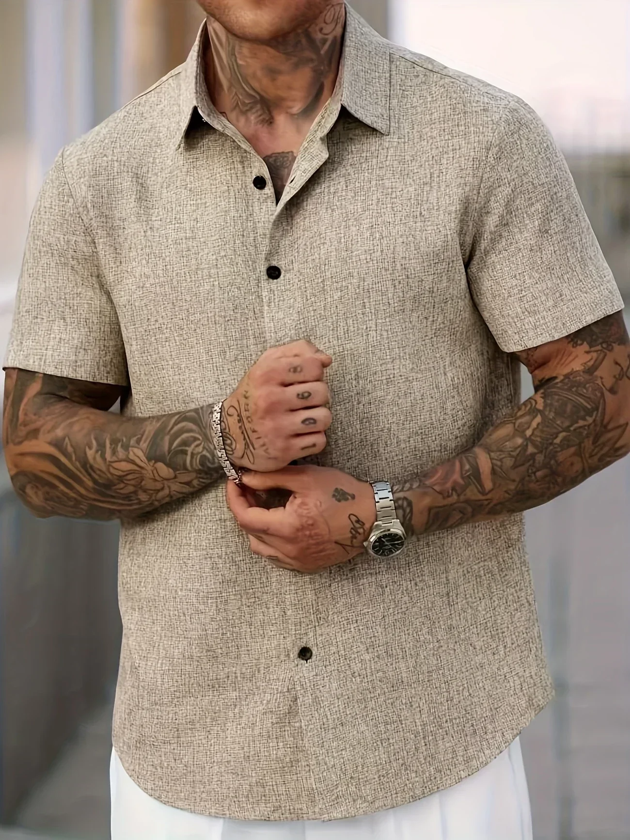 Pax | Lightweight short-sleeved linen blend shirt - Image 16