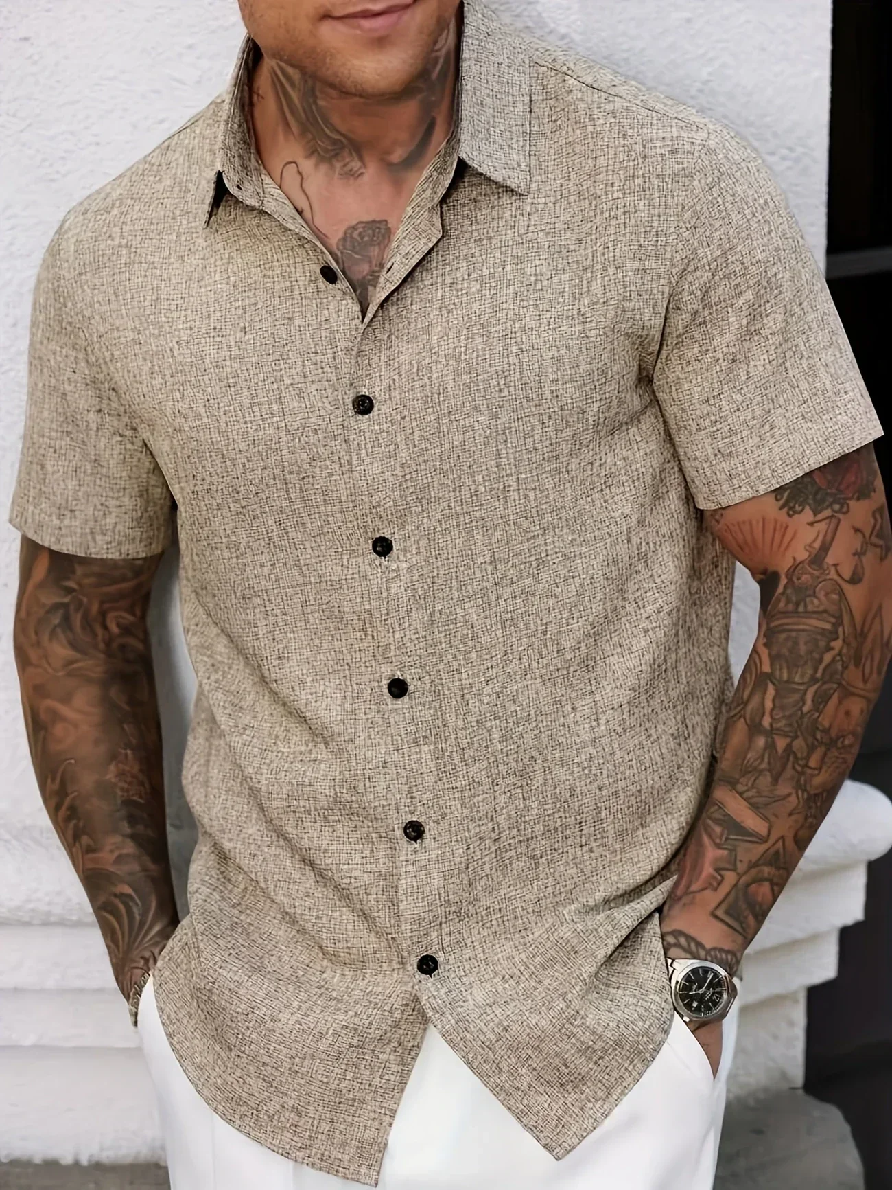 Pax | Lightweight short-sleeved linen blend shirt - Image 17