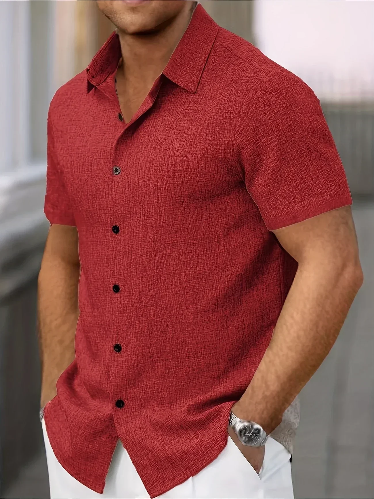 Pax | Lightweight short-sleeved linen blend shirt - Image 20