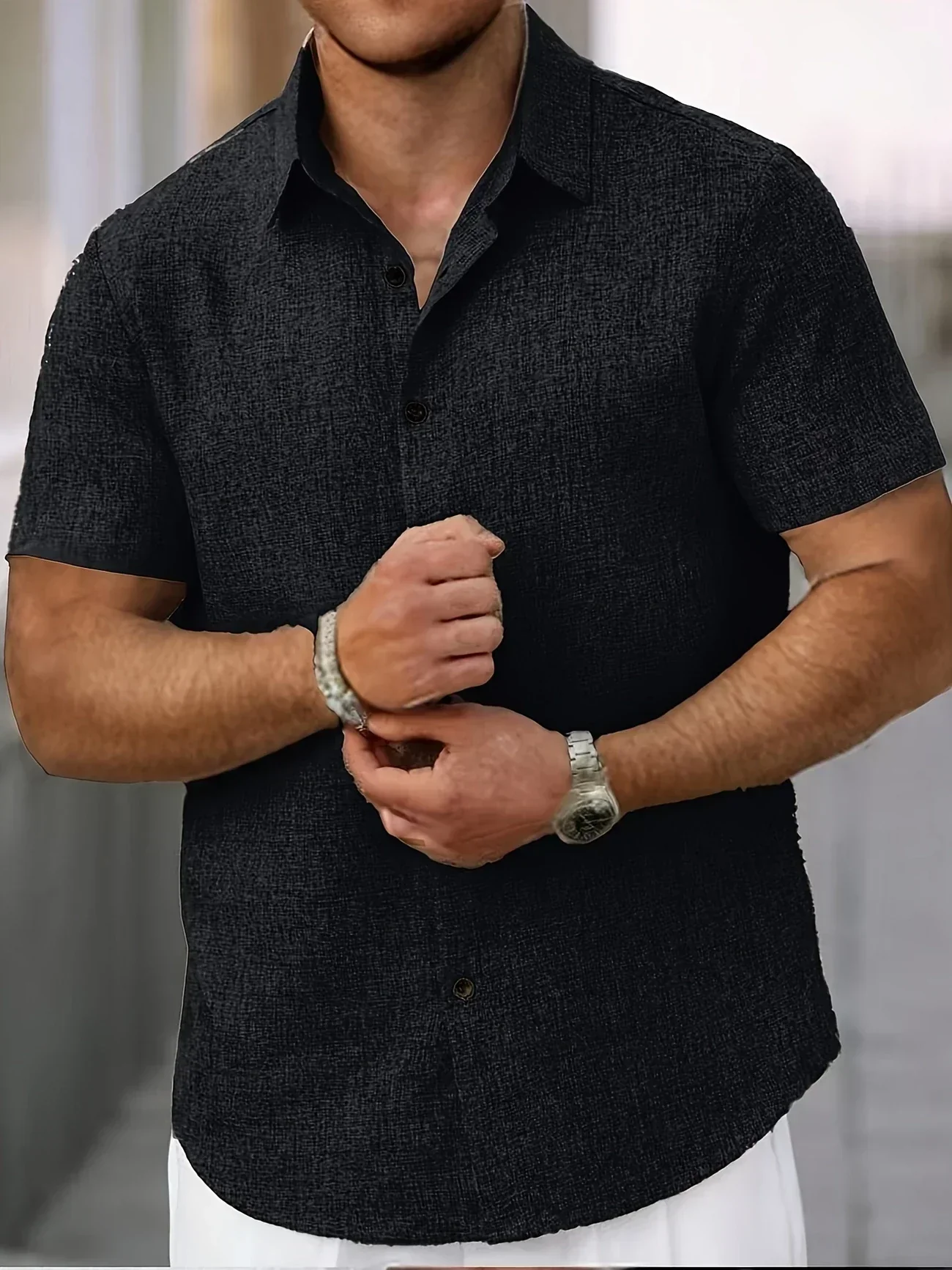 Pax | Lightweight short-sleeved linen blend shirt - Image 32