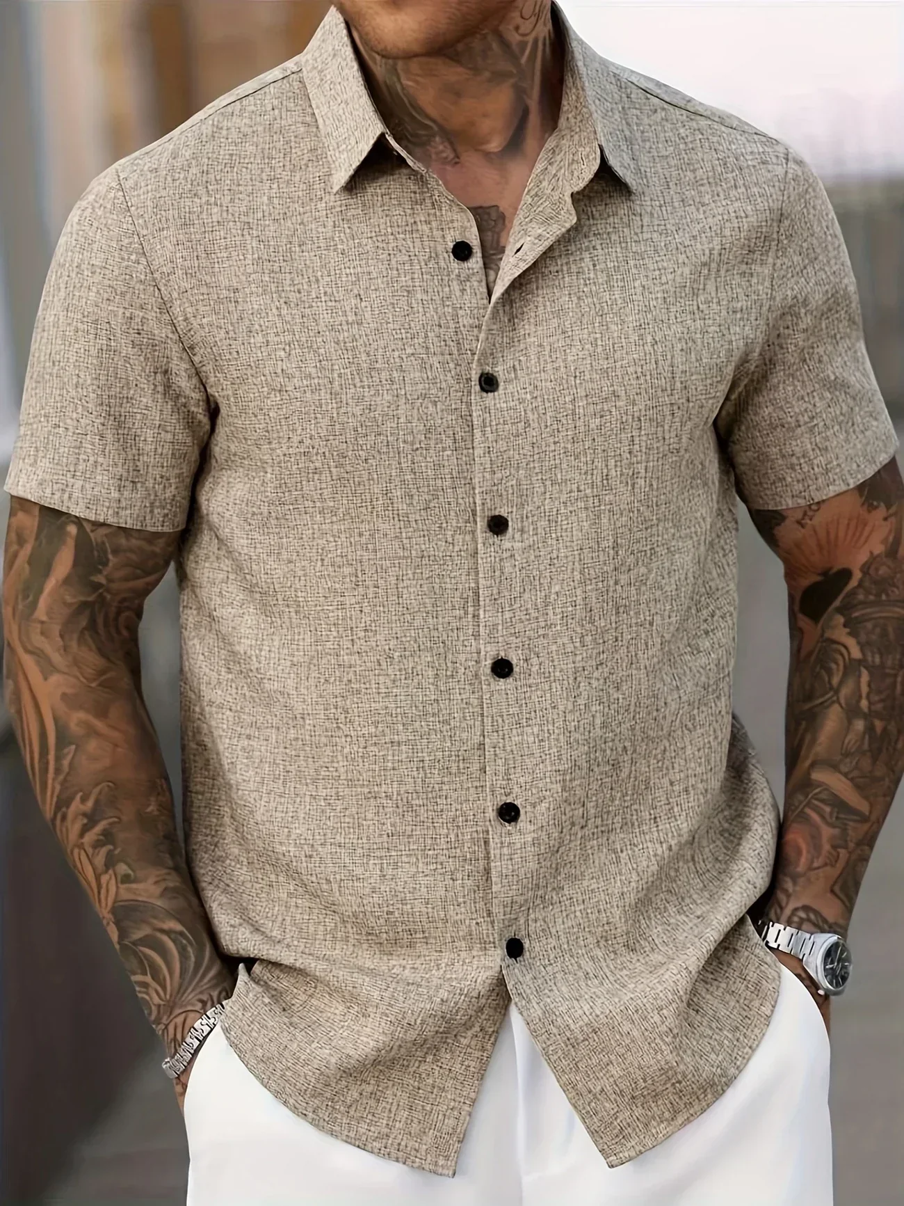 Pax | Lightweight short-sleeved linen blend shirt - Image 34