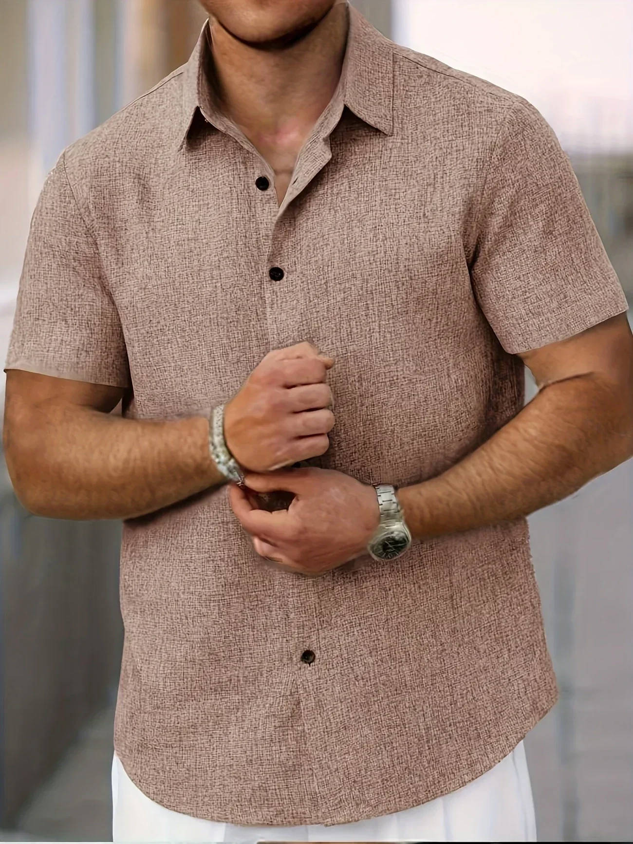 Pax | Lightweight short-sleeved linen blend shirt - Image 38