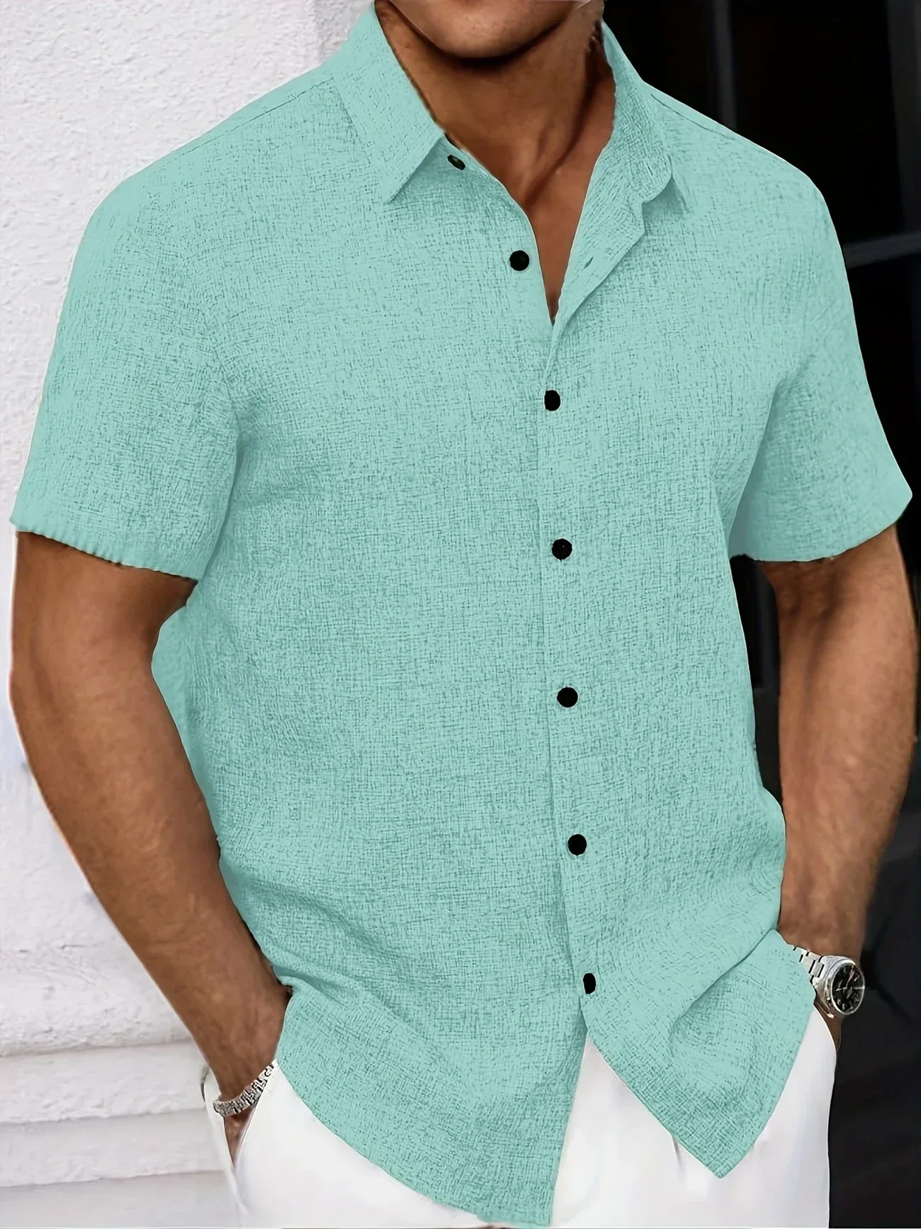 Pax | Lightweight short-sleeved linen blend shirt - Image 42