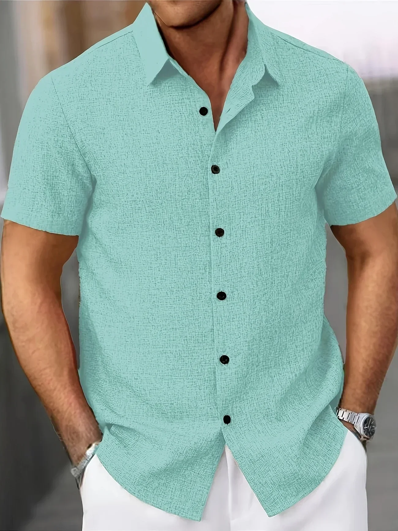Pax | Lightweight short-sleeved linen blend shirt - Image 43