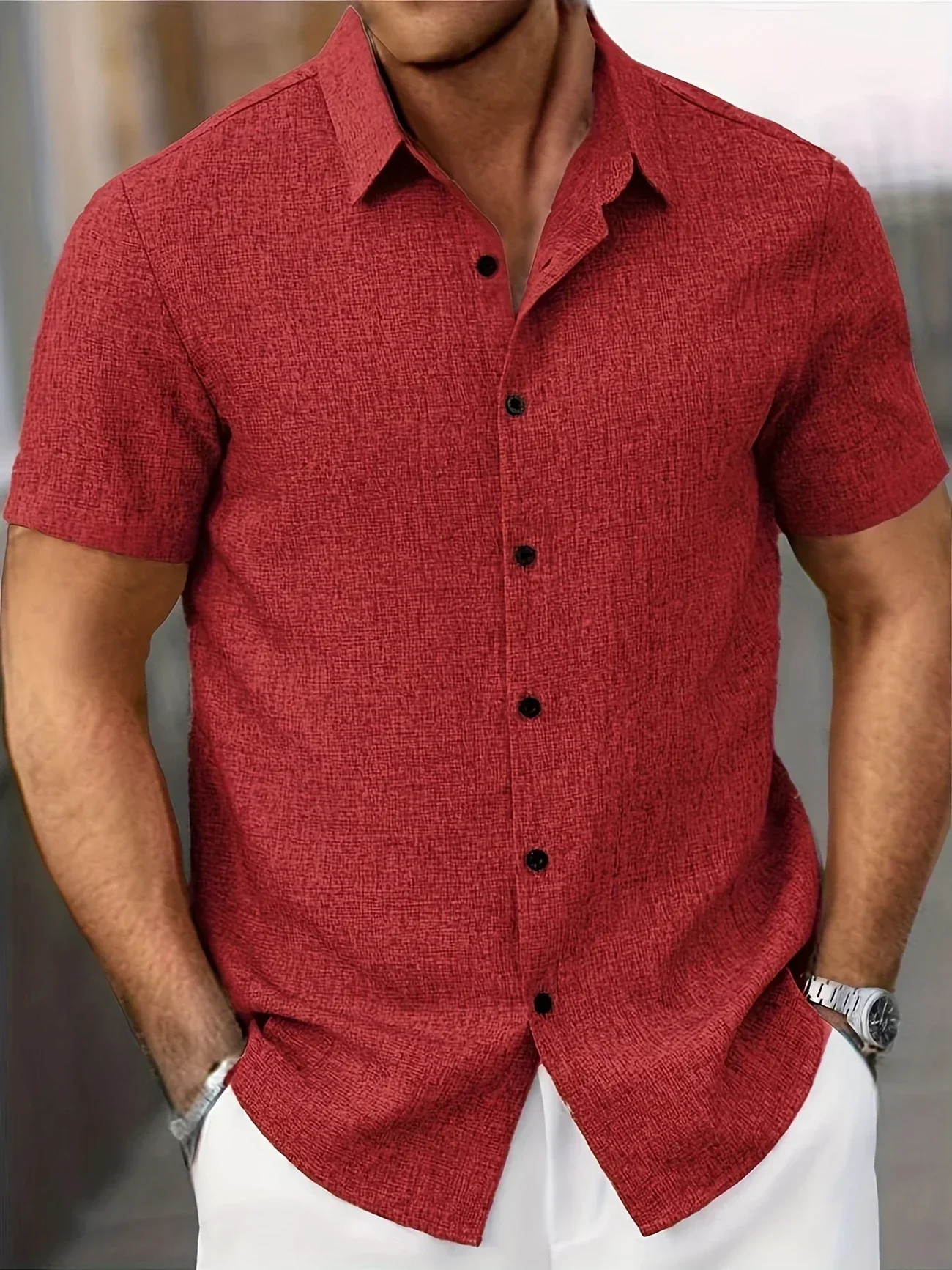 Pax | Lightweight short-sleeved linen blend shirt - Image 45