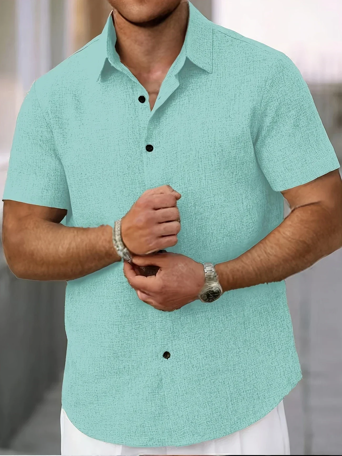 Pax | Lightweight short-sleeved linen blend shirt - Image 46