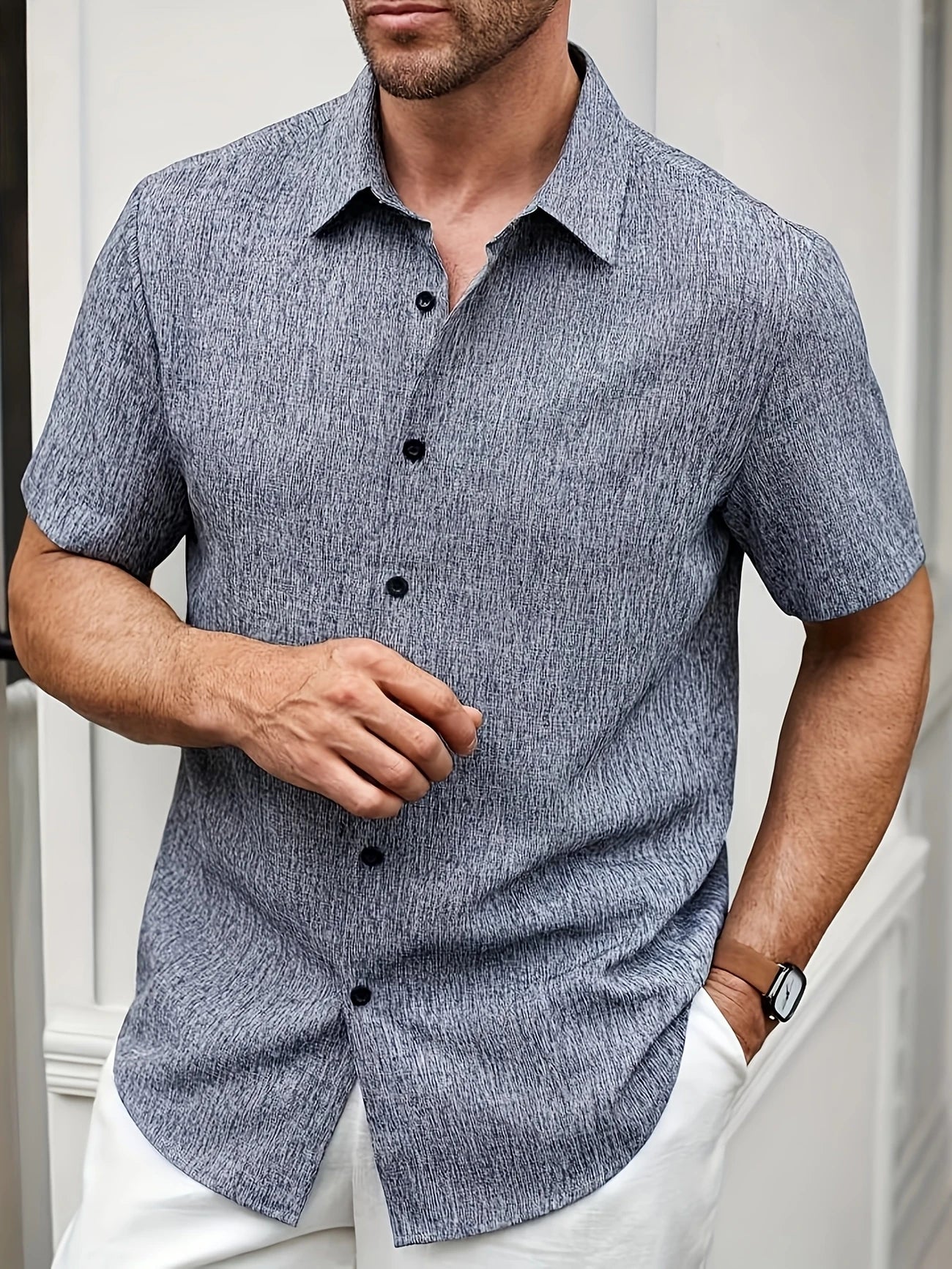 Pax | Lightweight short-sleeved linen blend shirt - Image 9
