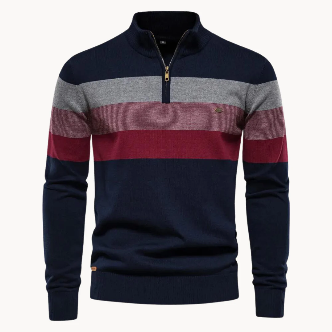 Pelayo® | Striped Quarter Zip Sweater - Image 2