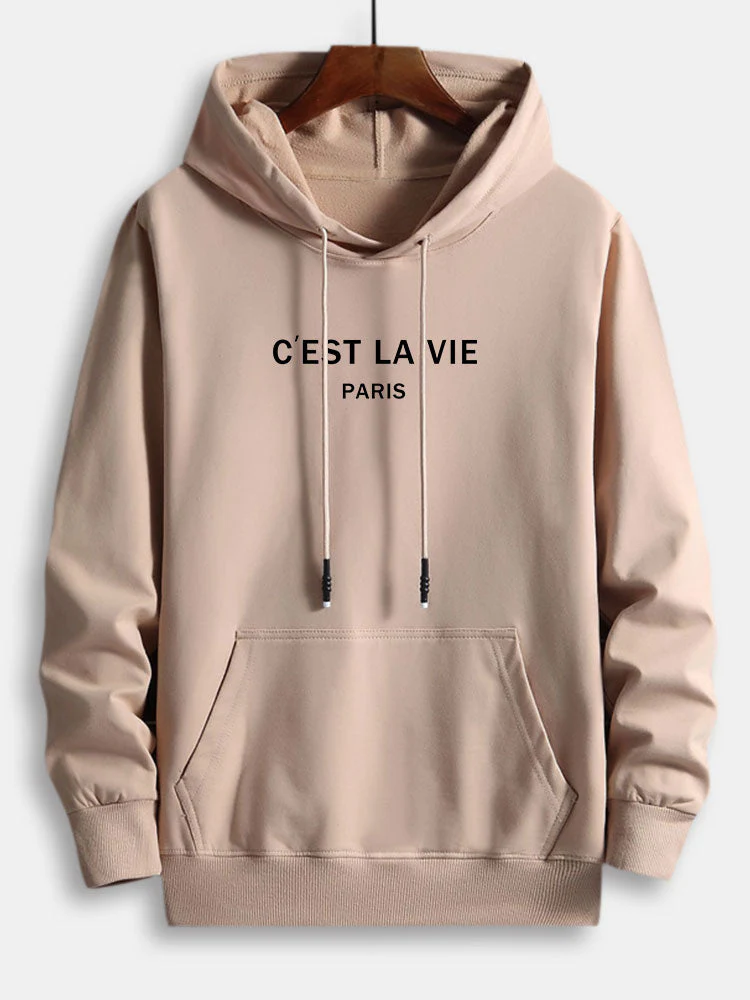Percy | Paris Letter Print Cotton Hoodie - Image 3