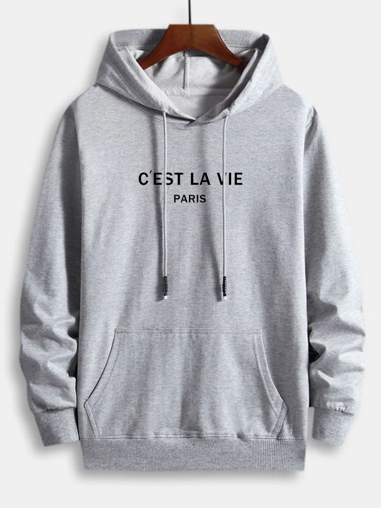 Percy | Paris Letter Print Cotton Hoodie - Image 4