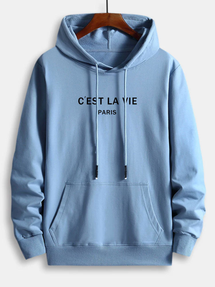 Percy | Paris Letter Print Cotton Hoodie - Image 5