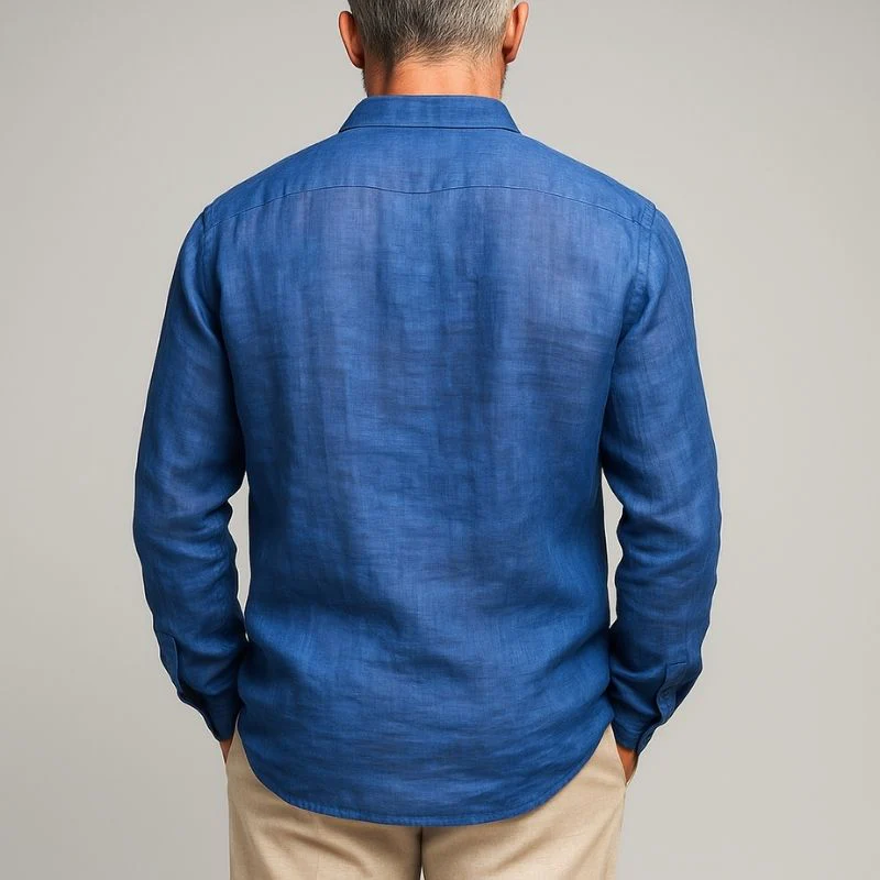 Perry | Men'S Summer Fashion Slub Linen Long Sleeve Shirt - Image 3
