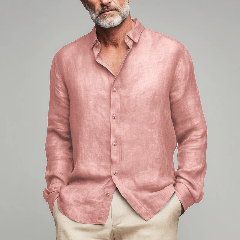 Perry | Men'S Summer Fashion Slub Linen Long Sleeve Shirt - Image 8