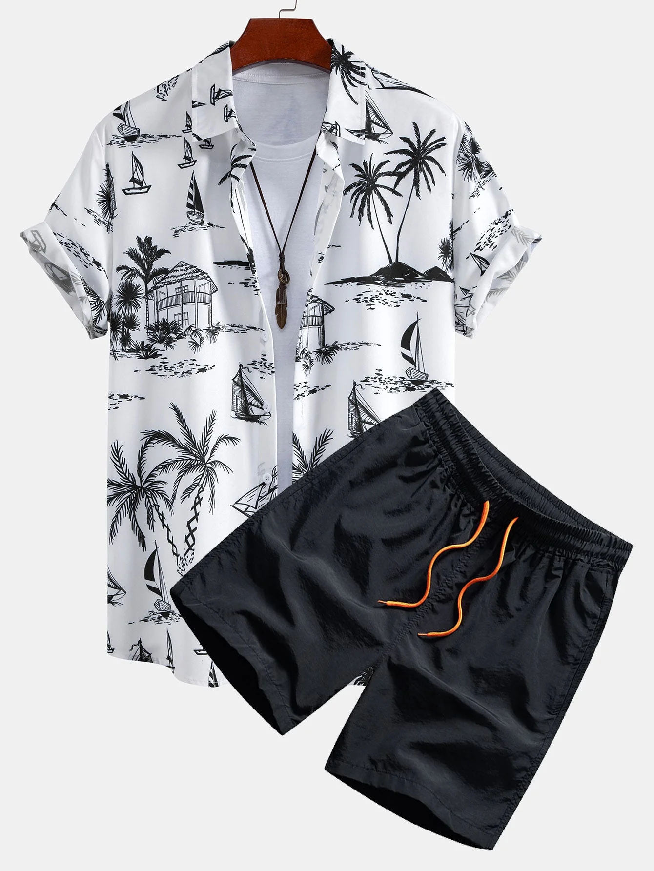 Philip® | Island Sailing Print Button Up Shirt & Swim Shorts - Image 2
