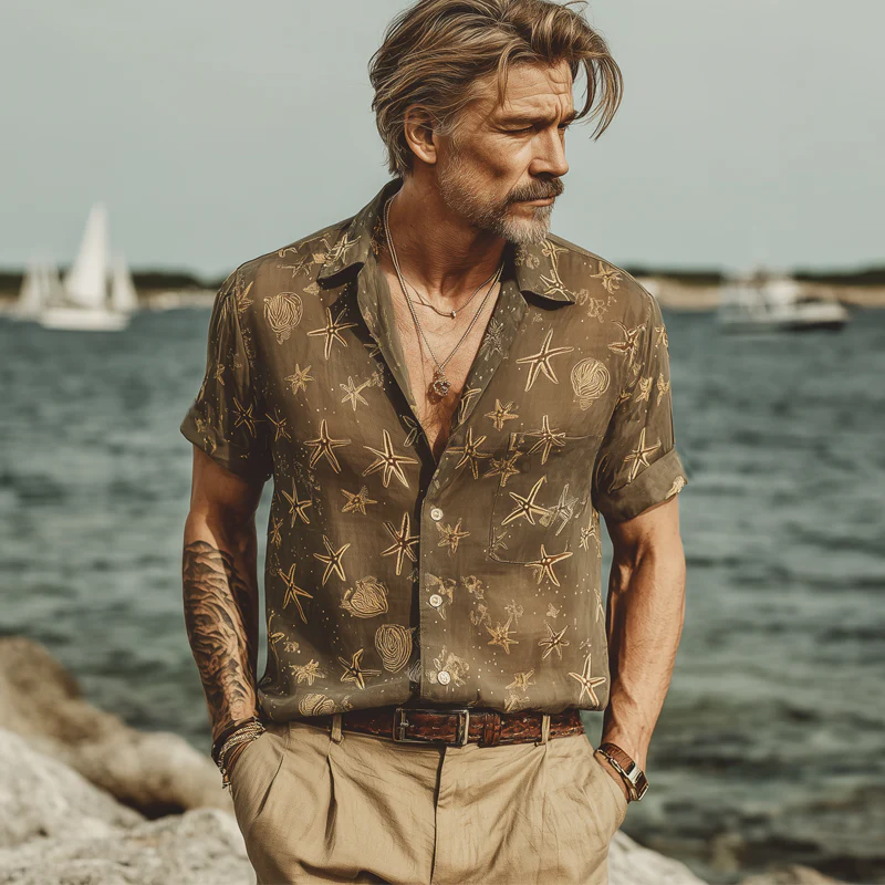 Philip | Men'S Summer Beach Print Short Sleeve Shirt - Image 3