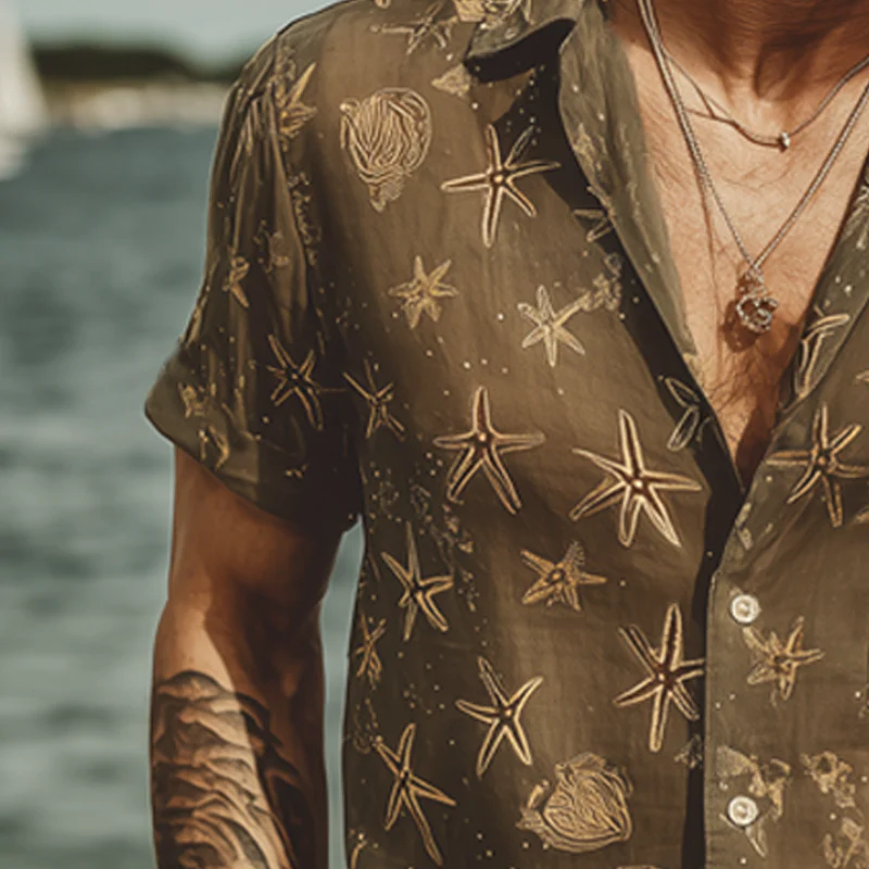 Philip | Men'S Summer Beach Print Short Sleeve Shirt - Image 4