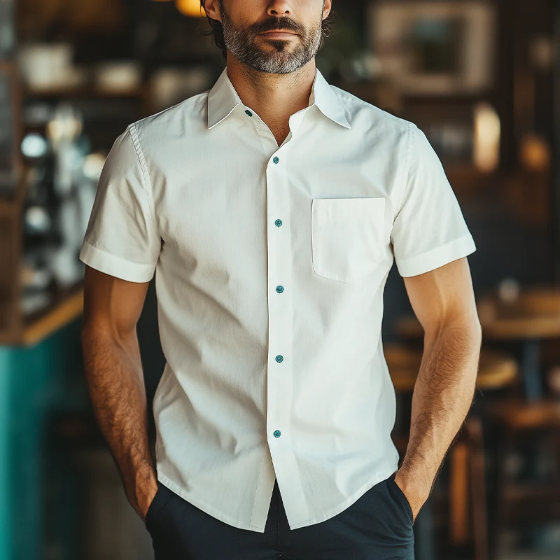 Phillip | Men'S Summer Basic Cotton Short Sleeve Shirt - Image 2
