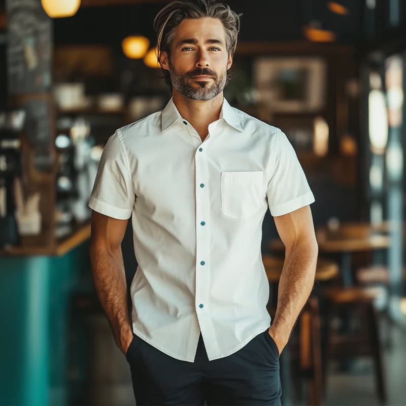 Phillip | Men'S Summer Basic Cotton Short Sleeve Shirt - Image 4