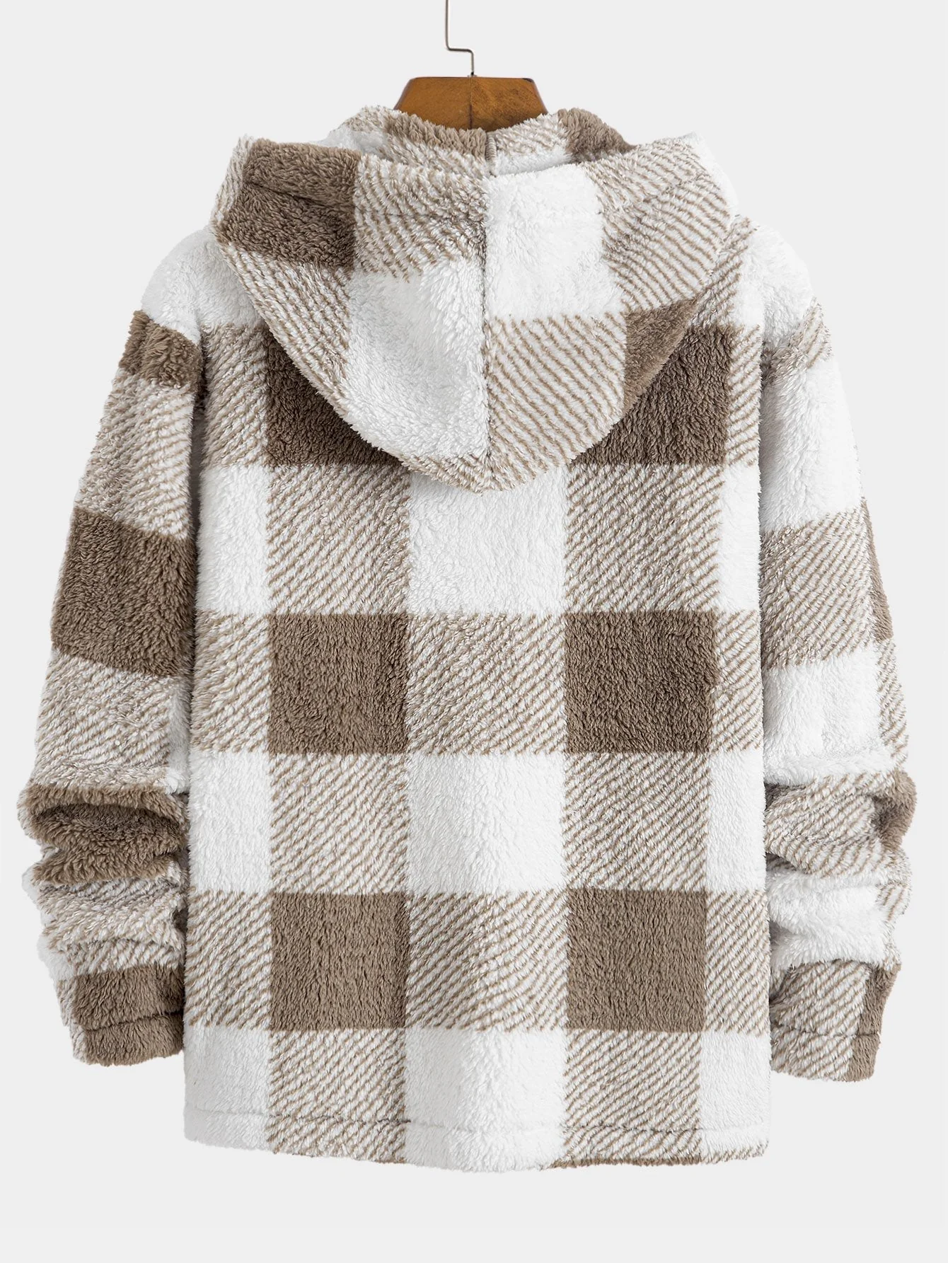 Phoenix | Plaid Teddy Fleece Button Up Hooded Coat - Image 3