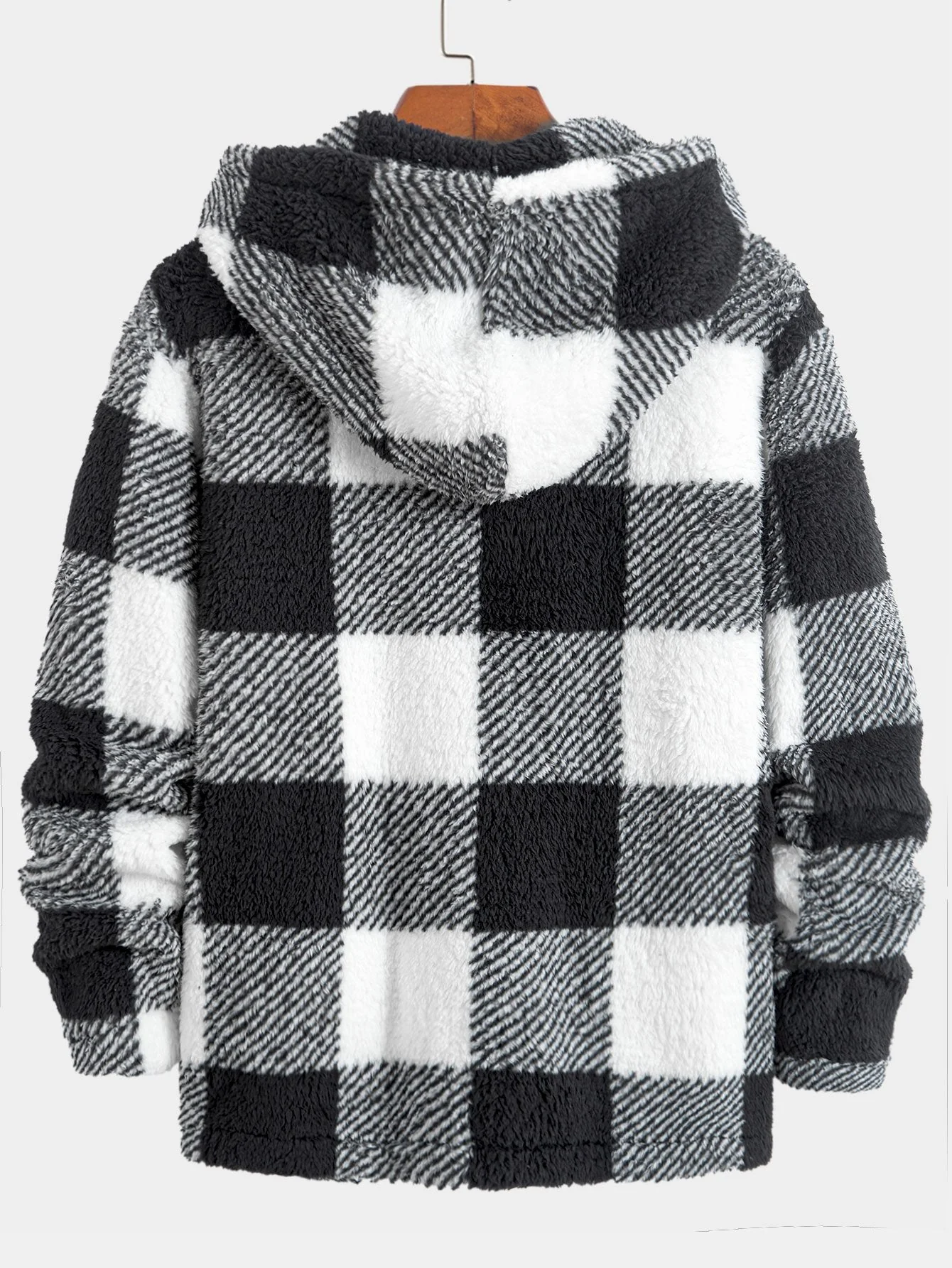 Phoenix | Plaid Teddy Fleece Button Up Hooded Coat - Image 5