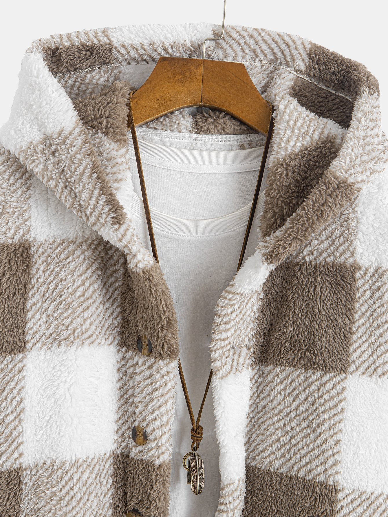 Phoenix | Plaid Teddy Fleece Button Up Hooded Coat - Image 6