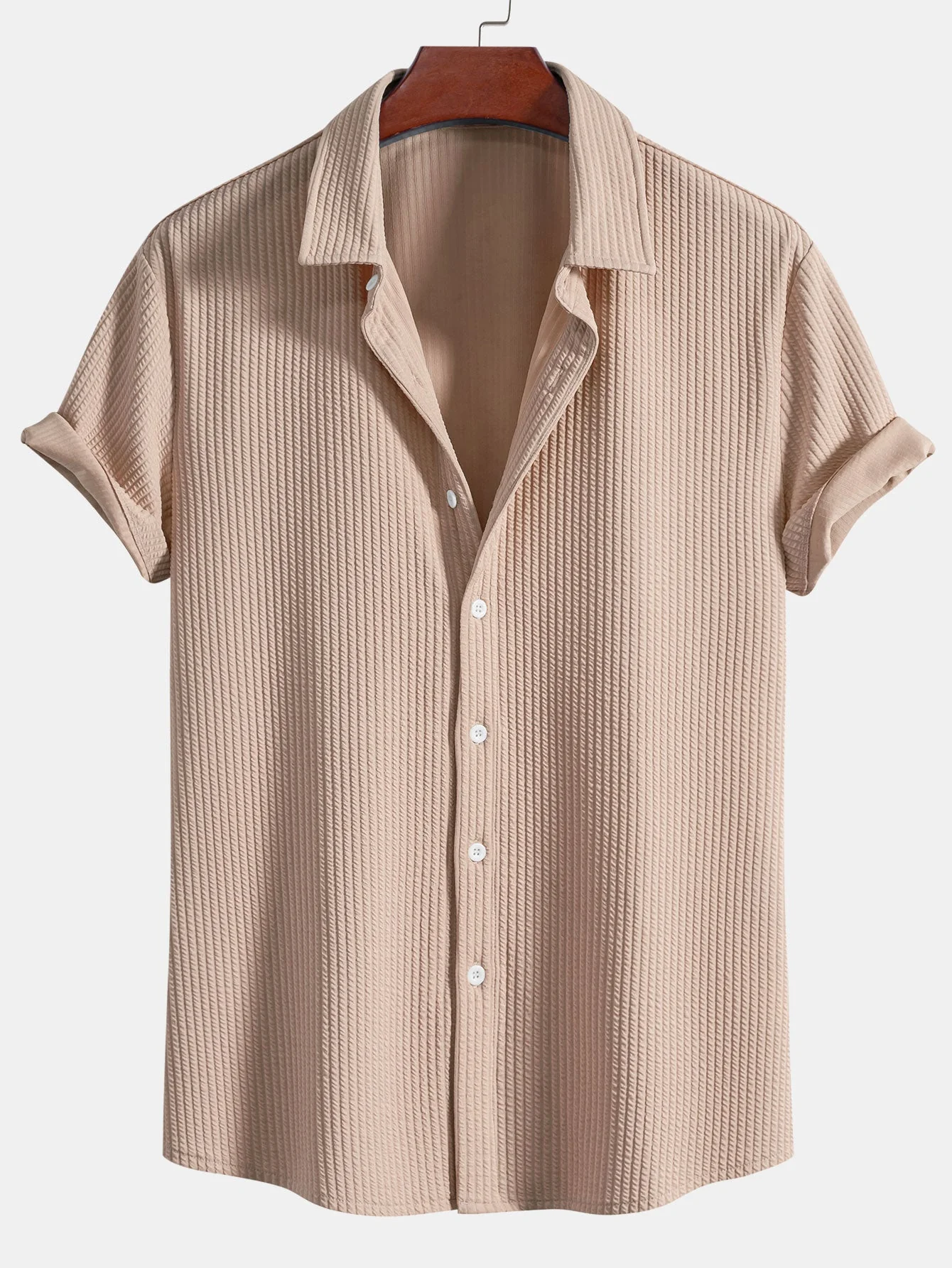 Pierce® | Muscle Fit Ribbed Button Up Shirt - Image 6
