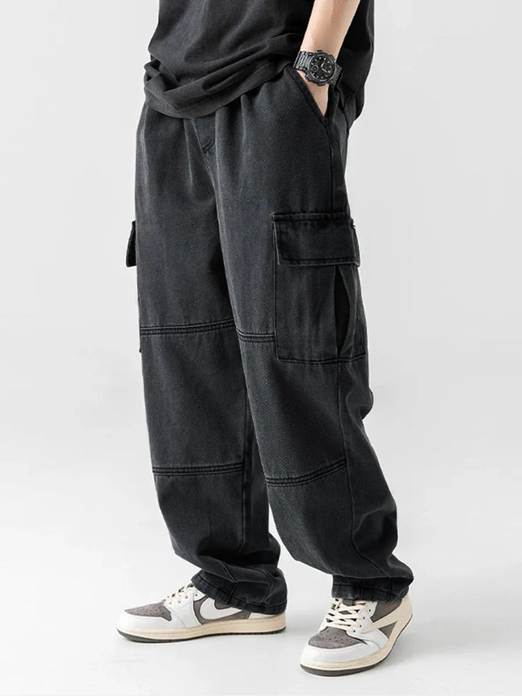 Plácido® | Elastic Waist Relax Fit Straight Leg Cargo Jeans - Image 8