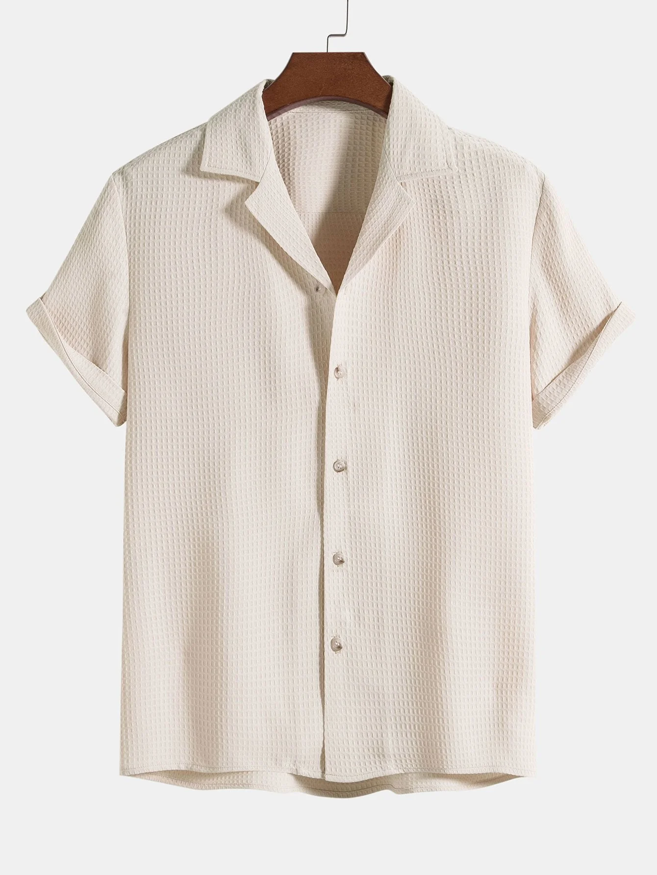 Plácido® | Waffle Revere Collar Shirt & Shorts - Image 3