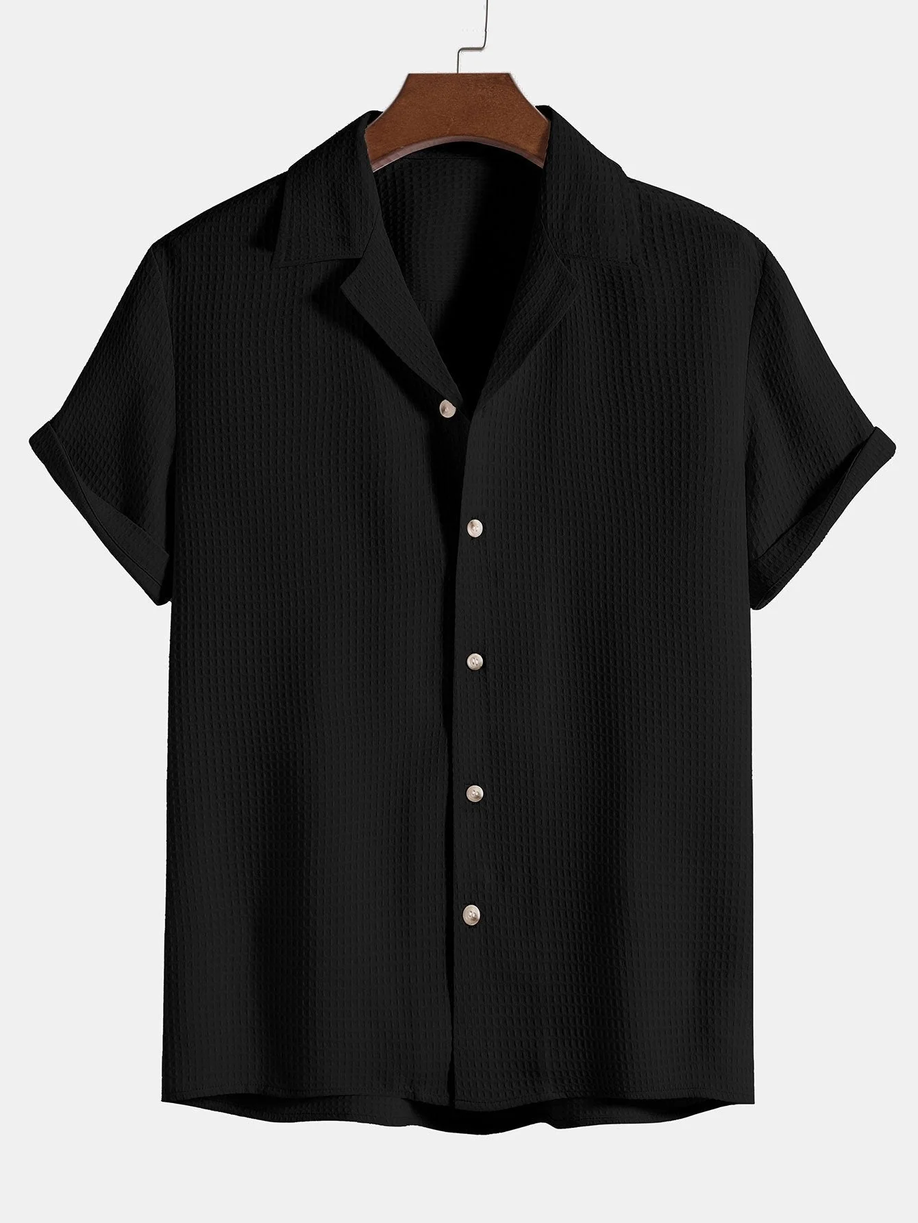 Plácido® | Waffle Revere Collar Shirt & Shorts - Image 4