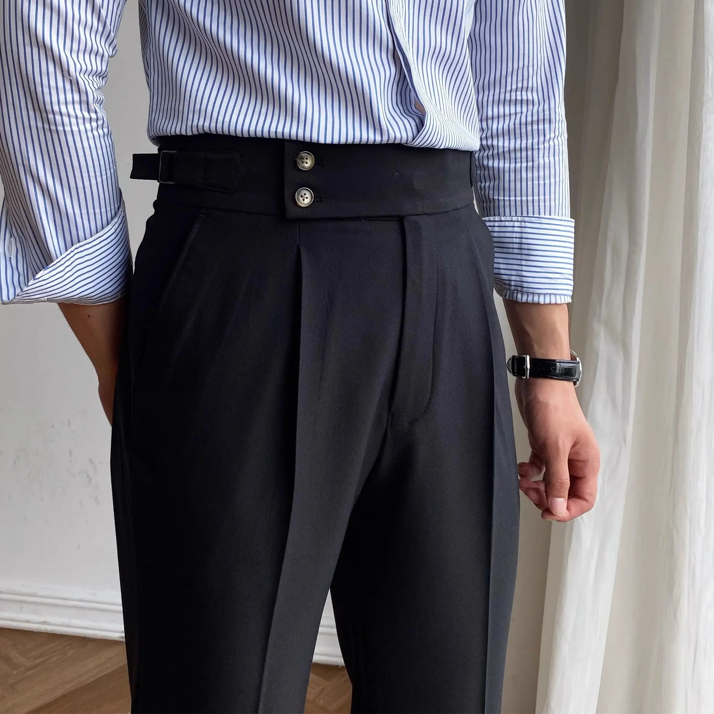 Plácido | Men's Elegant Slim Fit Trousers Business - Image 3