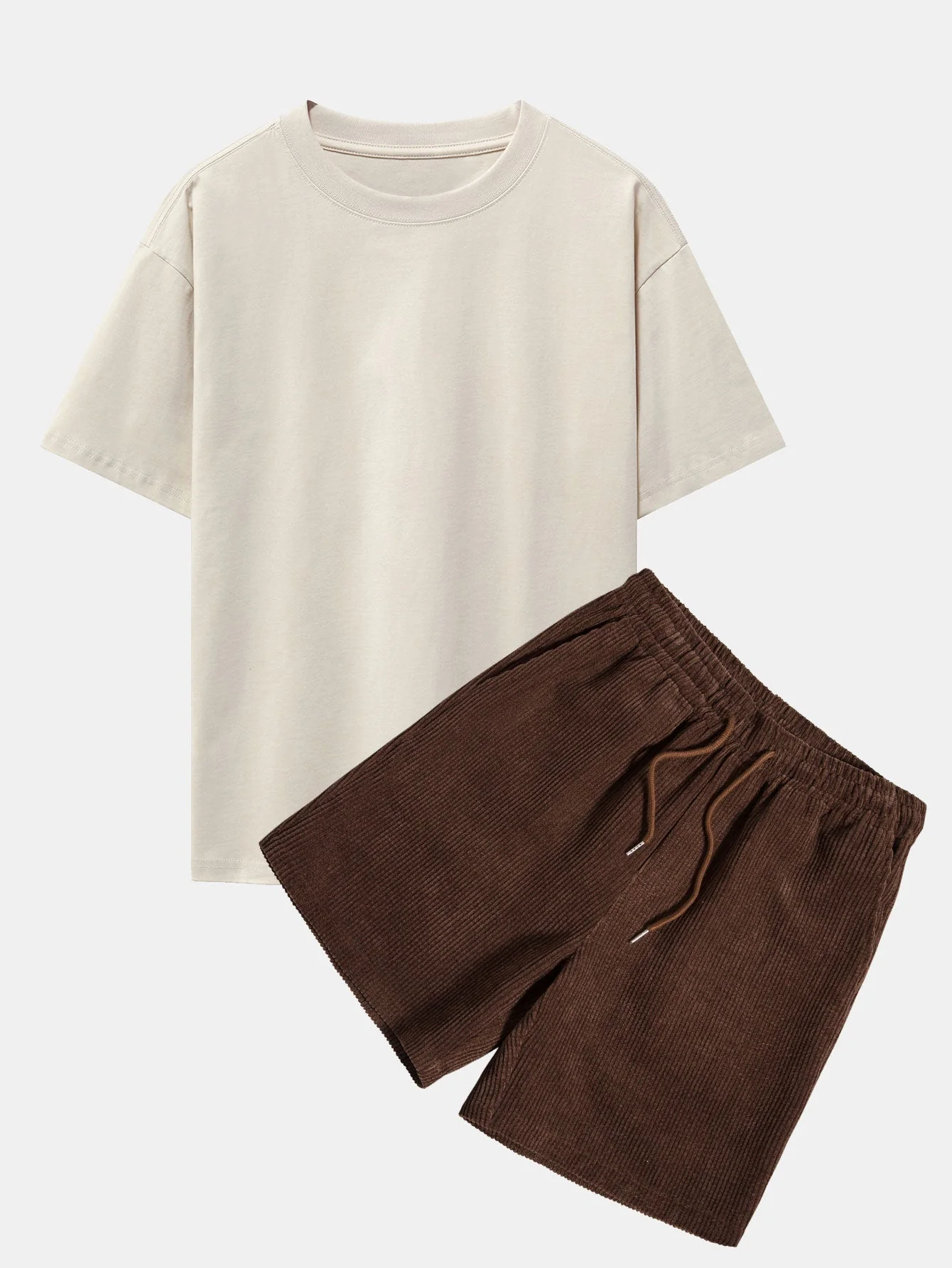 Platón® | Slogan Back Print Oversize T-Shirt & Corduroy Shorts - Image 2