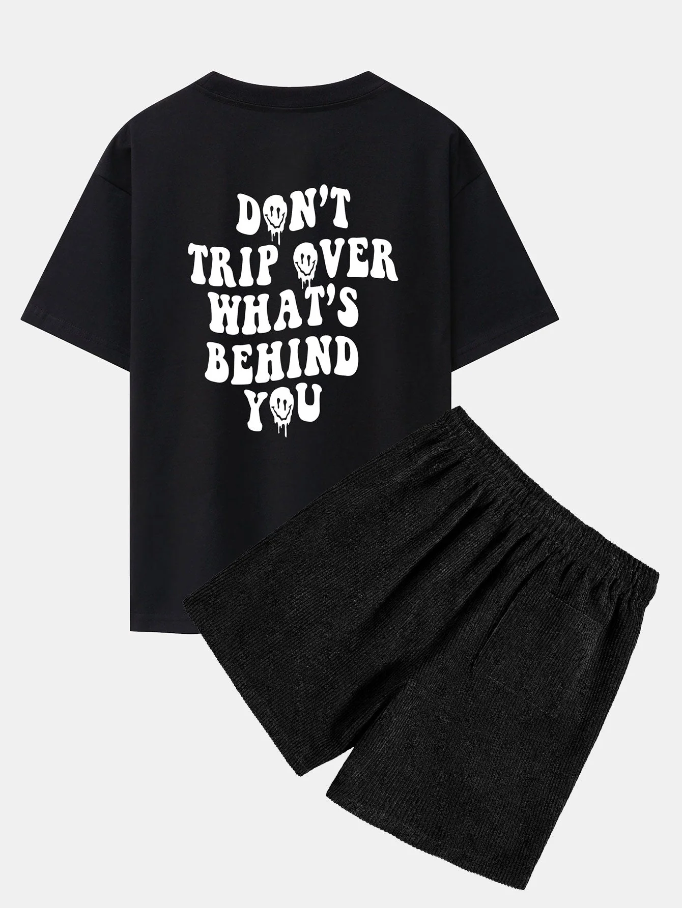 Platón® | Slogan Back Print Oversize T-Shirt & Corduroy Shorts - Image 3