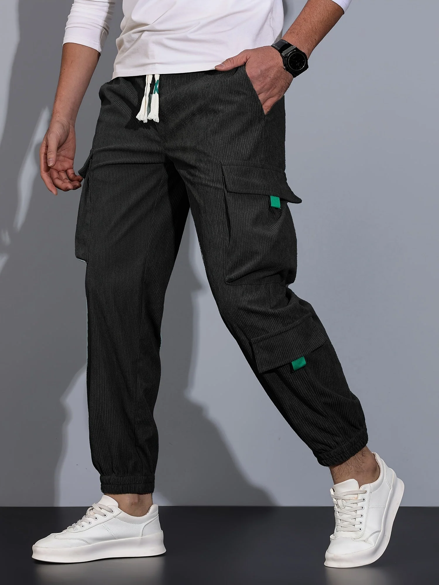 Pompeyo® | Black Cargo Pants For Men - Image 5