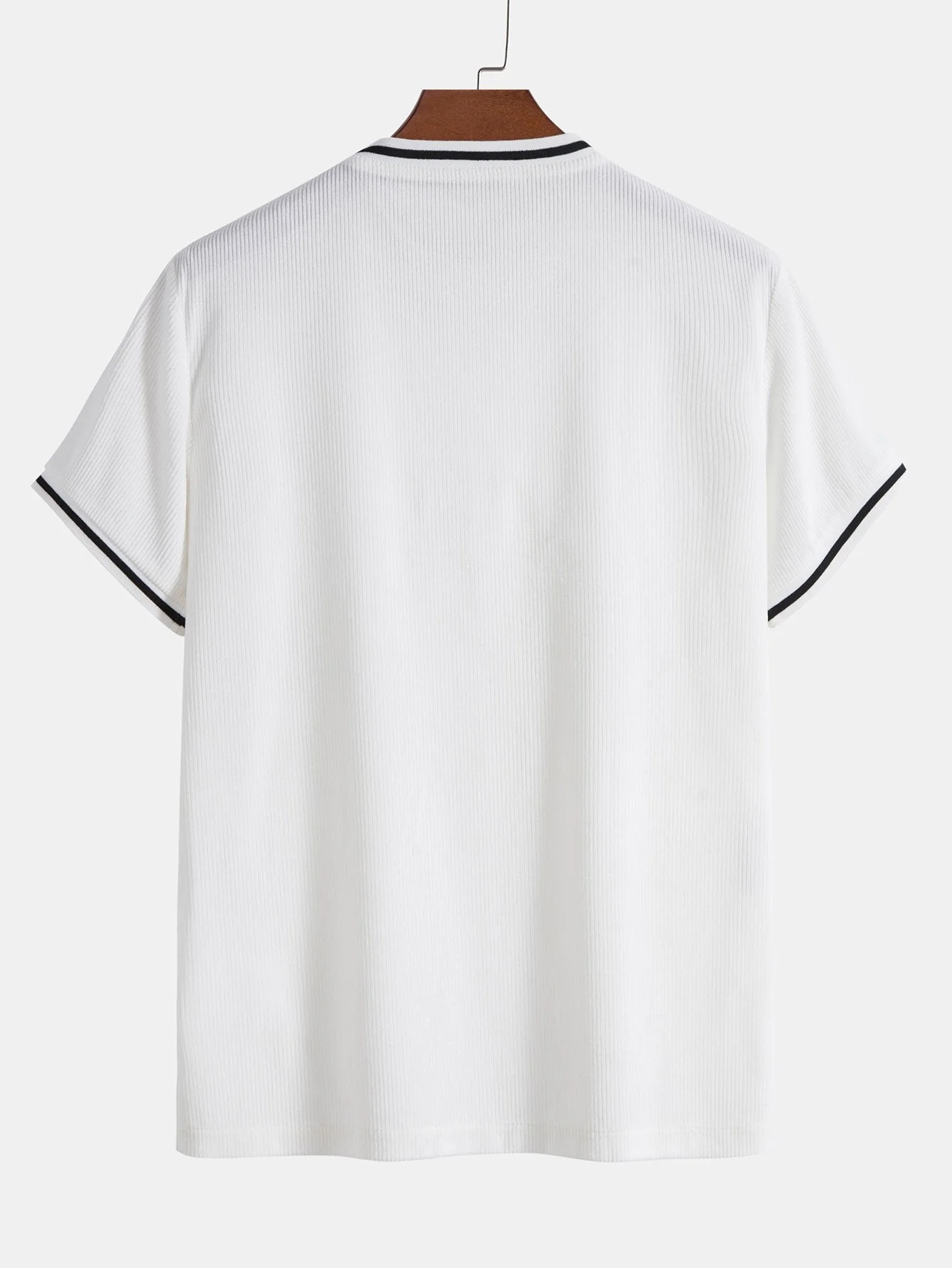 Pompeyo® | Short Sleeve Stretch Corduroy Ringer T-Shirt & Corduroy Shorts - Image 5