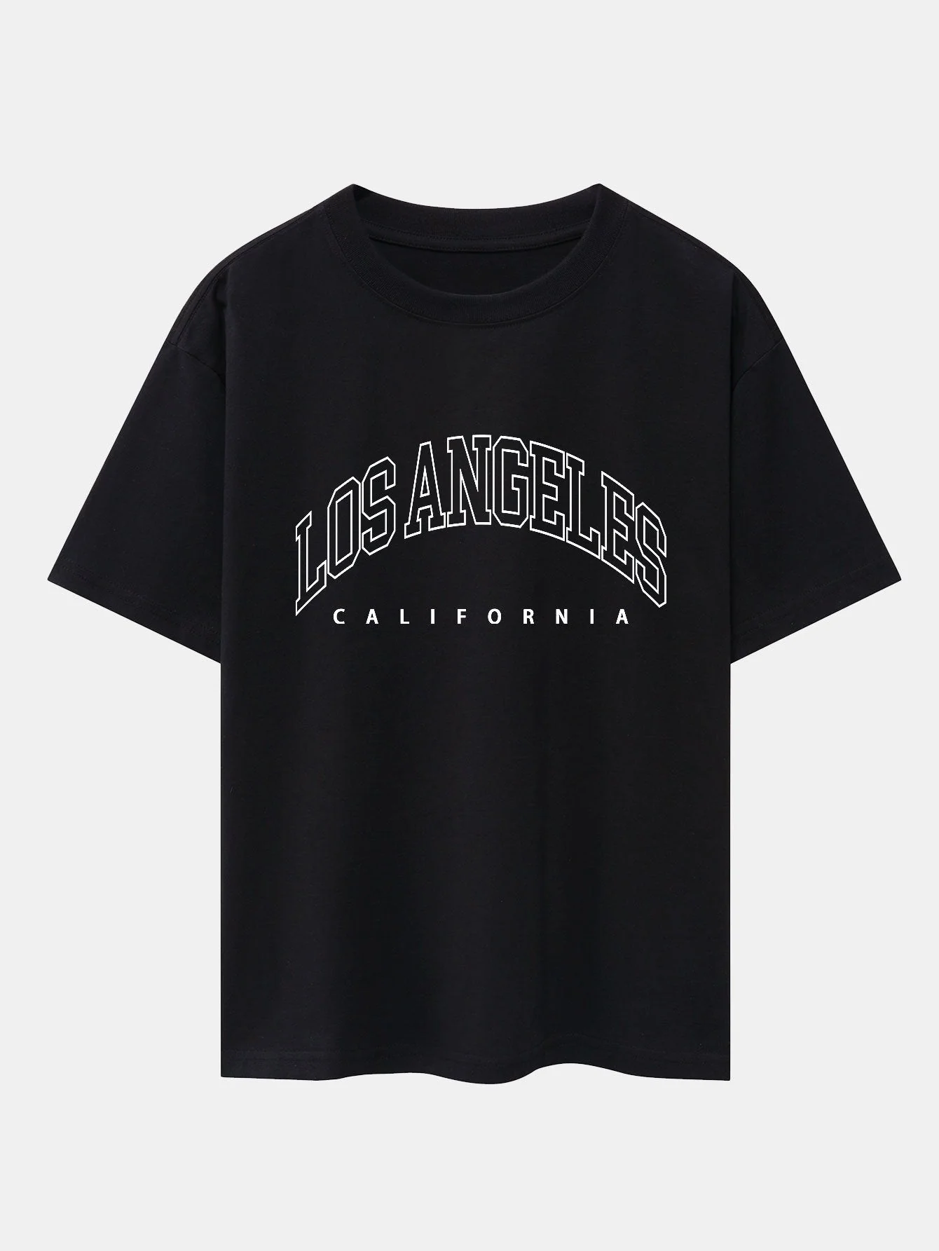 Primo® | Los Angeles Letter Print Drop Shoulder Oversize T-Shirt & Corduroy Shorts - Image 2