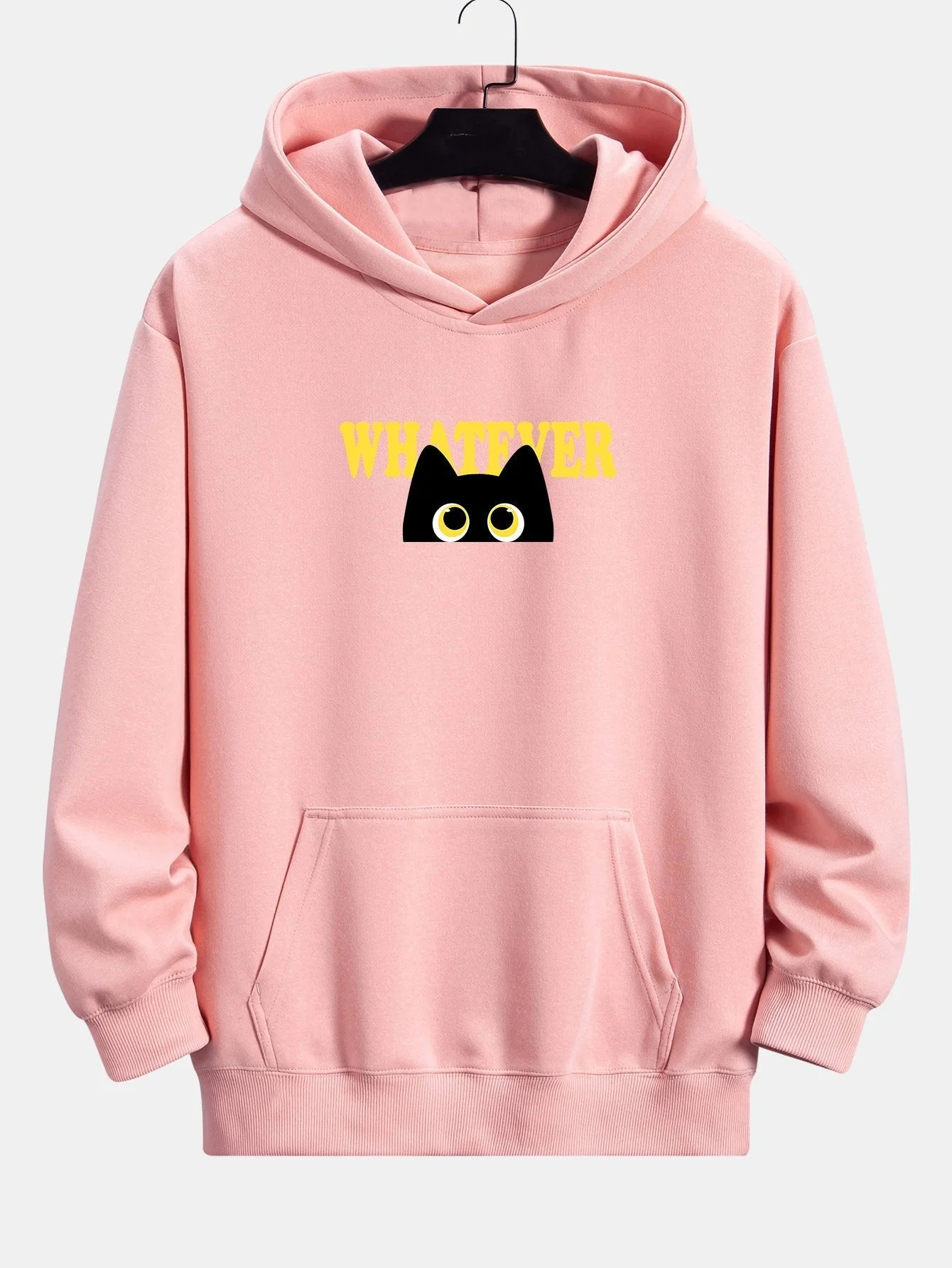 Quentin | Whatever Black Cat Print Relax Fit Hoodie - Image 5