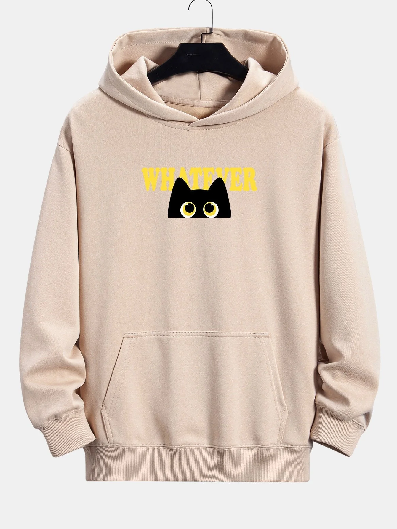 Quentin | Whatever Black Cat Print Relax Fit Hoodie - Image 6