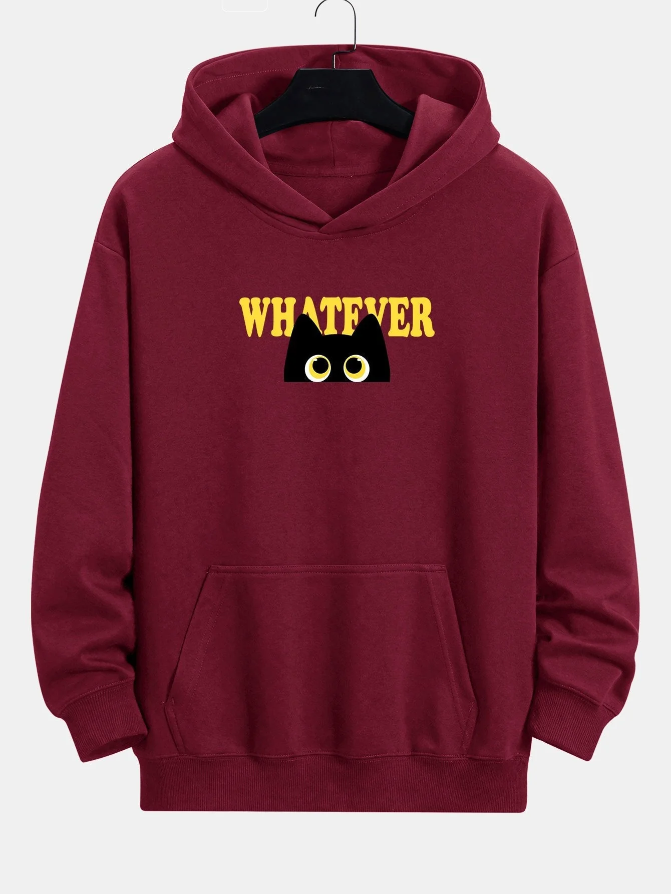 Quentin | Whatever Black Cat Print Relax Fit Hoodie - Image 8