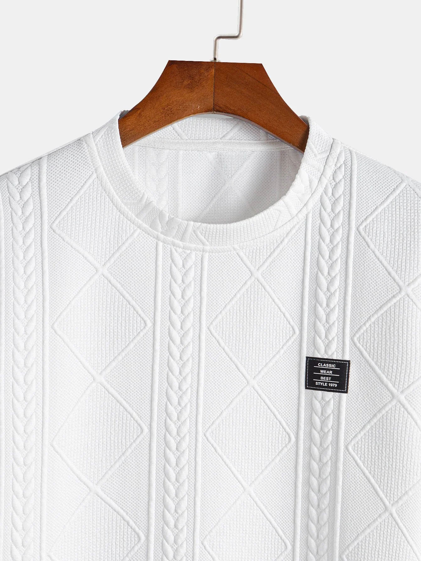 Quintiliano® | Short Sleeve Geometric Jacquard Arc Hem T-Shirt & Drawstring Corduroy Cargo Jogger Pants - Image 10