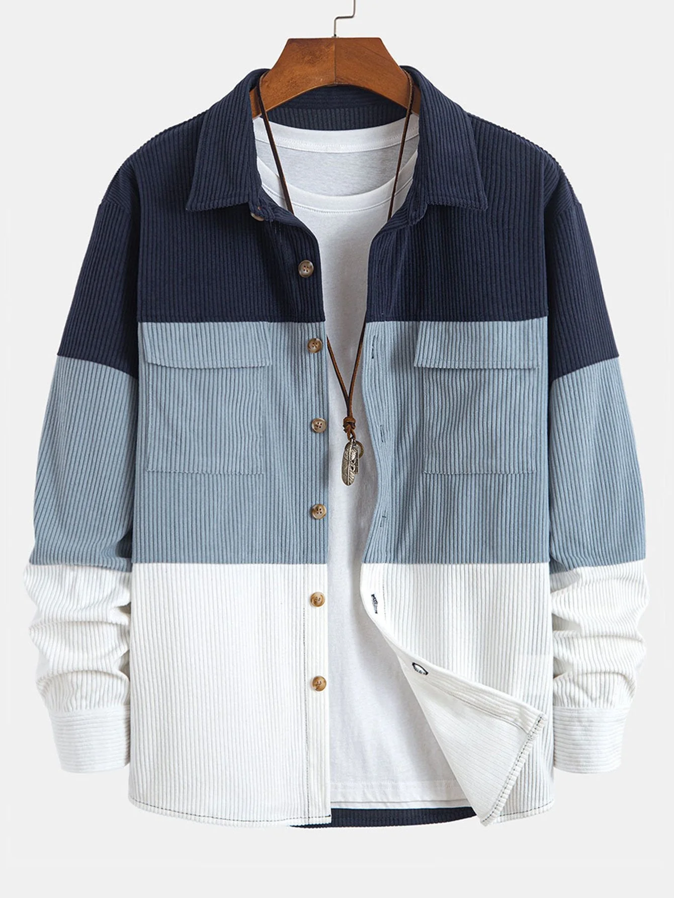 Rafael® | Color Block Corduroy Shirt With Pockets