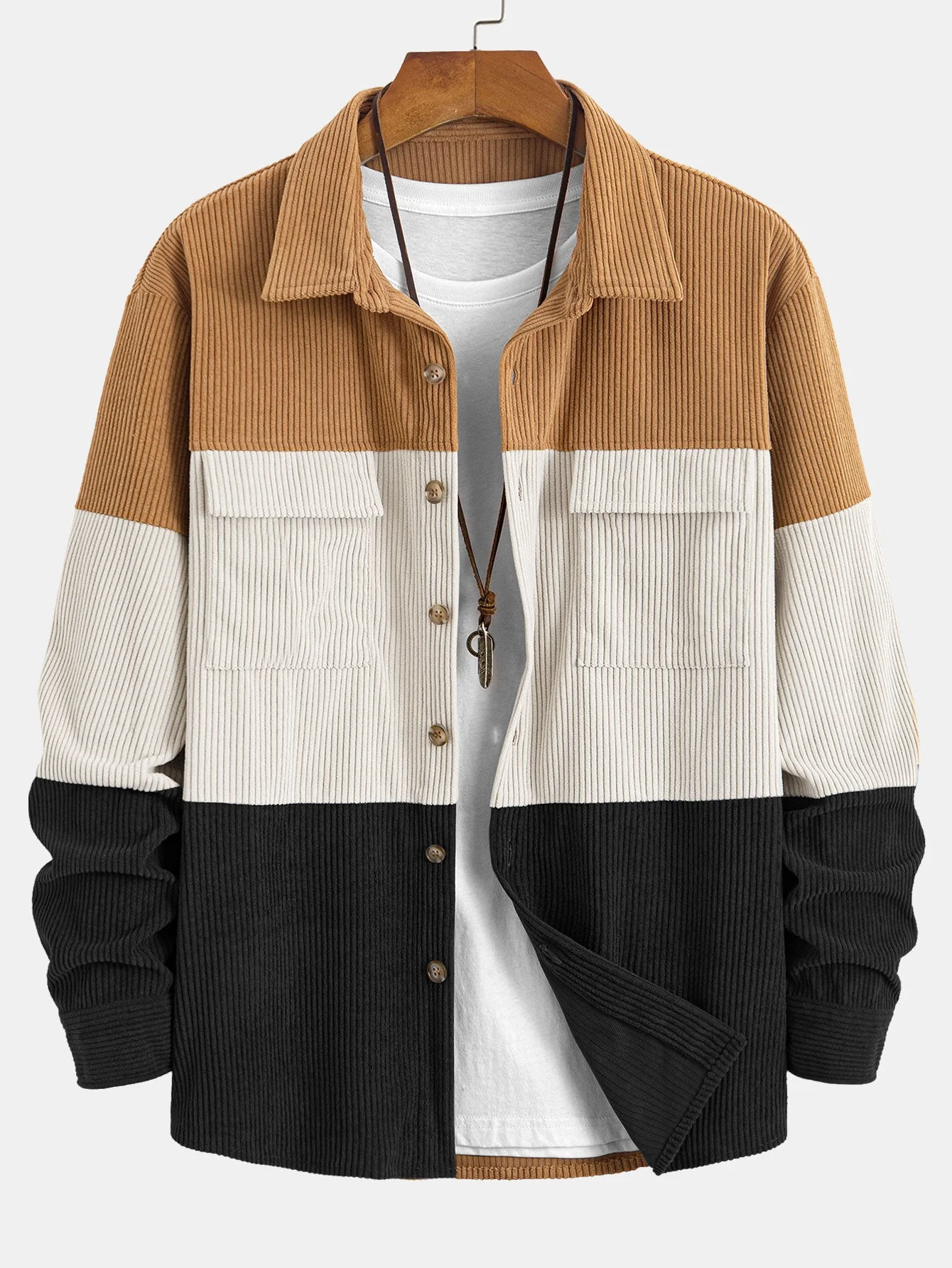 Rafael® | Color Block Corduroy Shirt With Pockets - Image 3