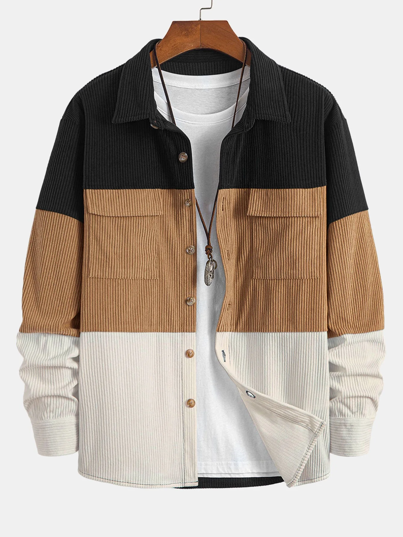Rafael® | Color Block Corduroy Shirt With Pockets - Image 5
