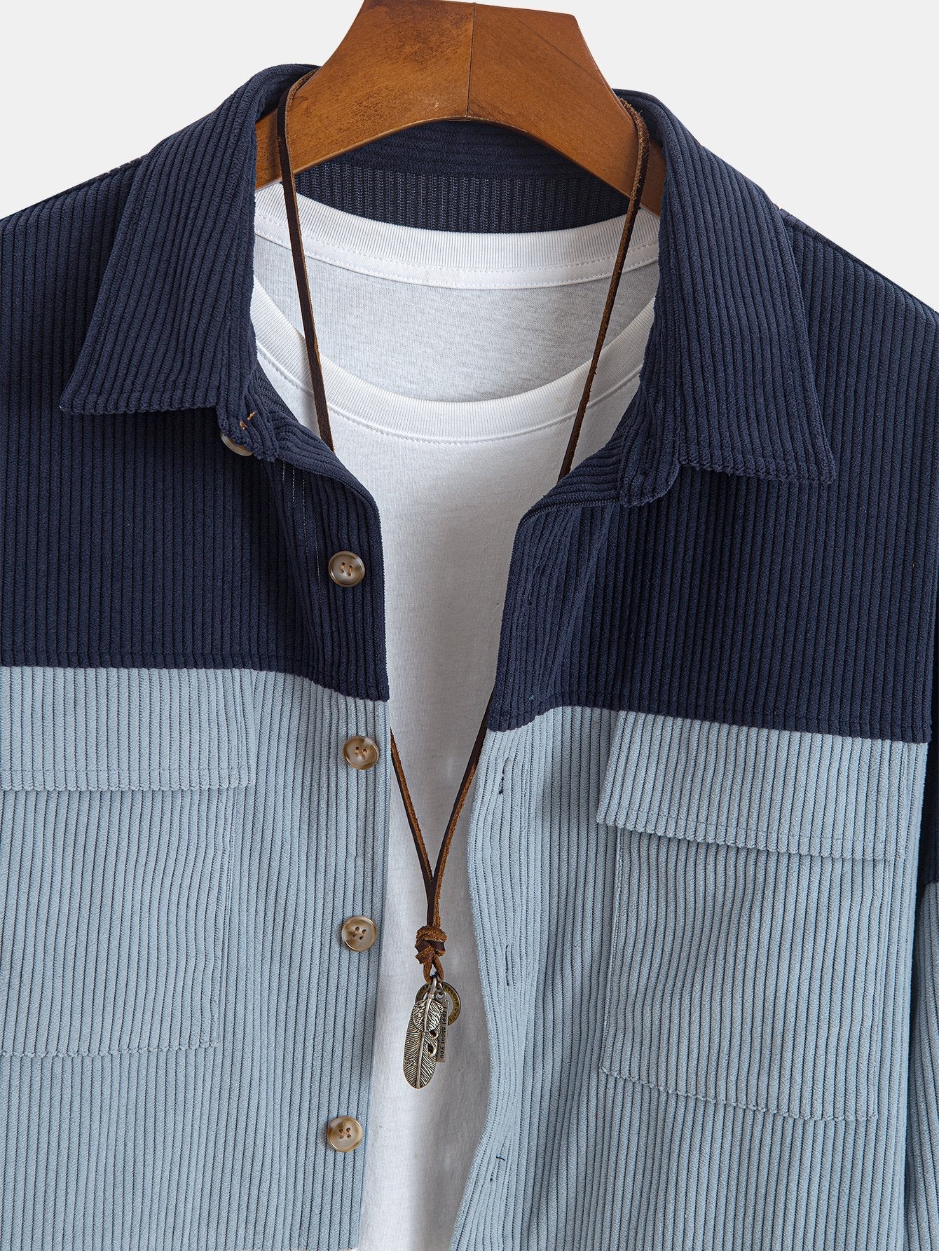 Rafael® | Color Block Corduroy Shirt With Pockets - Image 7