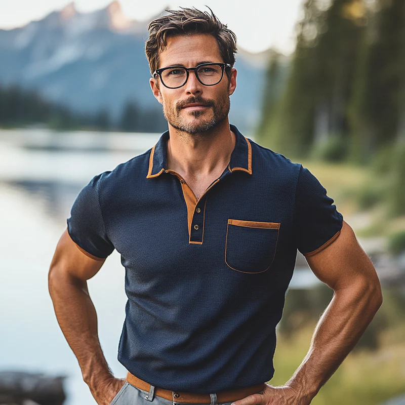 Rafael | Men'S Waffle Contrast Short-Sleeved Polo Shirt - Image 2